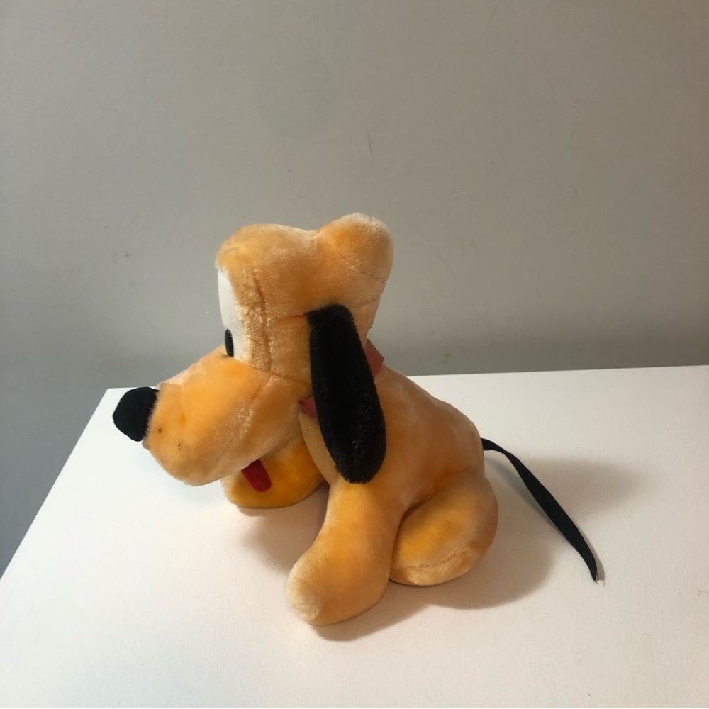 Vintage Disney Store Pluto Plush Stuffed Toy Dog Made in Korea Red Collar Tongue - Picture 2 of 10